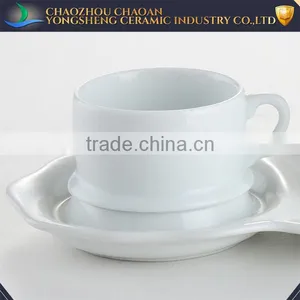 The Two Connected Blank Ceramic Coffee Cup Plate Set thumbnail-2