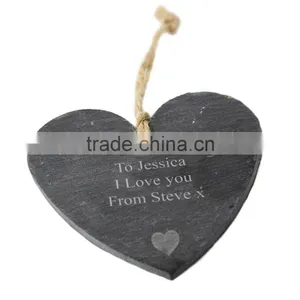 Natural Slate Hanging Heart With Rope ,decorative Salte Plaque thumbnail-2