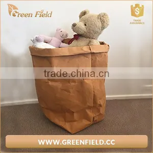 Washable Kraft Paper Kis Bedroom Toy Storage Bag, Custom Water Resistant Paper Toy Storage Bag thumbnail-1