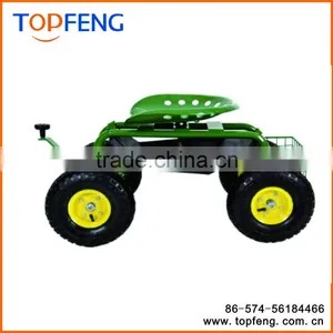 Garden Cart Rolling Work Seat With Tool Tray And Basket/ Heavy Duty Garden Rolling Work Seat thumbnail-2