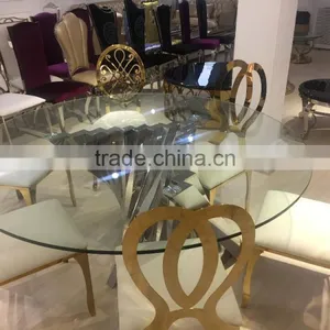 Modern Round Dining Table Stainless Steel Base thumbnail-1