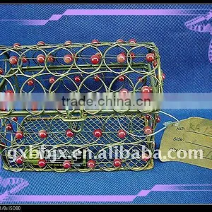 Gold Wire Decorative With Red Pearl Big Storage Box With Lid thumbnail-1