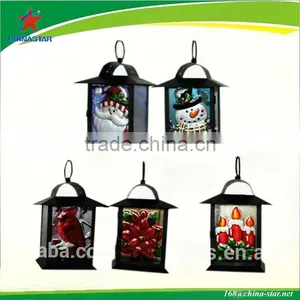 Stained Glass Storm Lantern With Iron thumbnail-1
