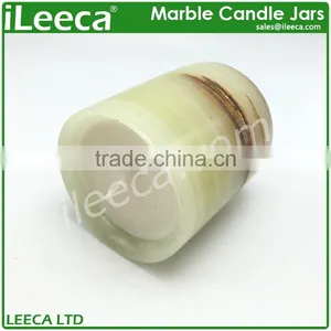 Nature Marble Stone Candle Jar With Various Colors Copper Lid thumbnail-4
