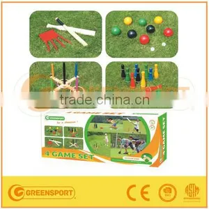 4 Game Set GSWG4 BOWLING WOODENBOCCE BASEBALL AND CRICKET RING TOSS thumbnail-1