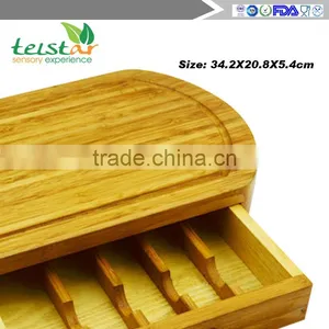 New Design Bamboo Cheese Board Set Professional Manufacturer of Bamboo&wood Items Cheese Board Set Cheese Knives W/cutting Board thumbnail-5