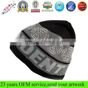 Winter Cheap Striped Kintted Cap Men Jacquard Custom Knit Beanie Hat Cap thumbnail-1