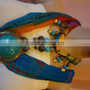 Handmade Pendant Scarf ,Traditional Indian Scarf, Chiffon Scarf 2015 Collection thumbnail-3