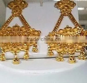 Indian Bridal Layered Necklace Dubai Gold Plated Necklace Set thumbnail-2