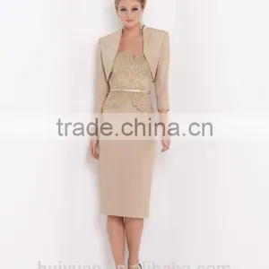 2 Pieces Long Sleeve Satin Lace Mother See Through Evening Dress thumbnail-1