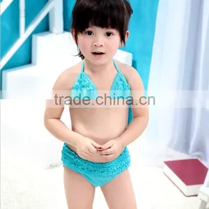 Beautiful Children Summer Beach Solid Color Baby Bikini Kids Girls Chiffon Bikini Swim Girl Beach Bikini thumbnail-2