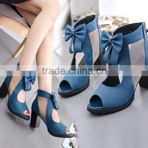 Zm50269b 2017 Spring and Summer New Style Lady Chunky Heels Sandal Bowknot Sandals Shoes Women thumbnail-2