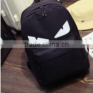 Backpack Everyday Pack School Nylon and PU Leather Monster Angry Eyes Campus Bag thumbnail-2