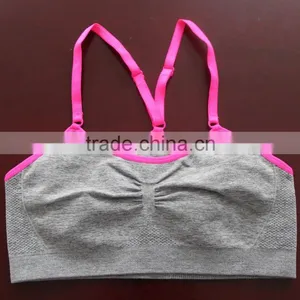 Seamless Grey Melange Double Layer Sexy Sports Bra thumbnail-1