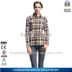 OEM Women Fashion Plaid Fannel Casual Shirt Factory Price thumbnail-4