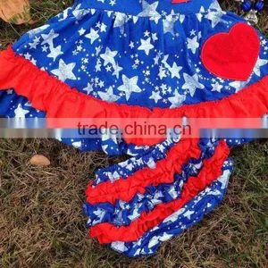 2015 Baby New July 4th Red Heart Swing Tops Swing Outfits With Matching Necklace and Headband thumbnail-3