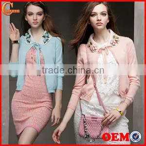 Fashion Style 2016 New Elegant Short Coats Knitted Blazers For Women Sweater thumbnail-1