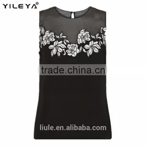 Women Blouse Sleeveless Casual Tops Flower Lace Embroidered Summer Style 2015 Blouses thumbnail-2