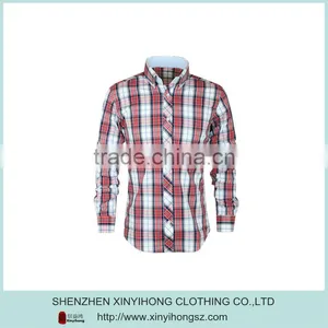 Natural Cotton With Spandex Plaid Casual Cheap Shirts For Men thumbnail-1