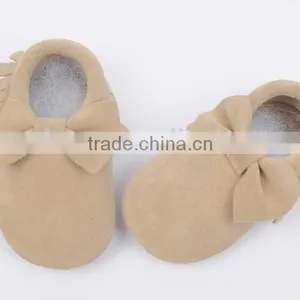 Classic Design 100% Suede Baby Moccasins With Bow, Bow Moccains for Baby thumbnail-6