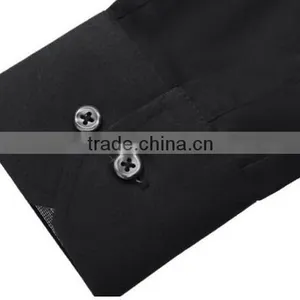 The Latest 100% Cotton Slim Fit Black Dress Shirt for Men With Peaked Collar thumbnail-3