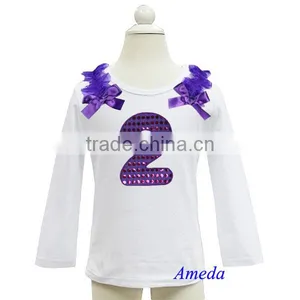Girls Bling Purple 1st - 6th Birthday White Long Sleeves Tee thumbnail-2