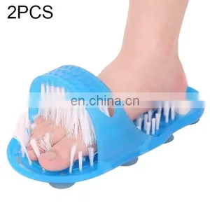 Comfy Good Quality 2 PCS Feet Bathroom Clean Exfoliating Scrub Massage Slipper With Brushes thumbnail-1