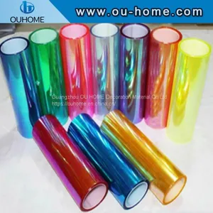 BT213 Pvc Transparent Holographic Composite Orange Rainbow Film thumbnail-3