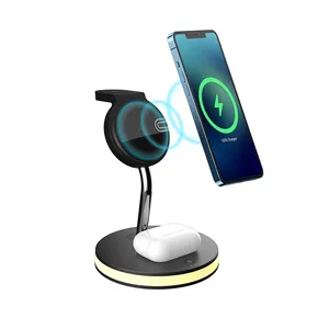 4 in 1 Wireless Charger For IPhone Charging Dock Station For Apple Watch Airpods Charger Micro USB Type C Stand Fast Charging thumbnail-3