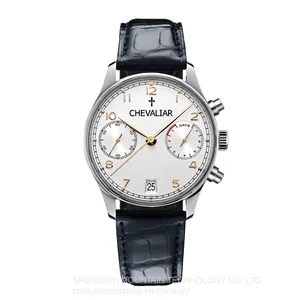 Stainless Steel Multi-function Watches Genuine Leather Fashion Man Chronograph Watch thumbnail-2