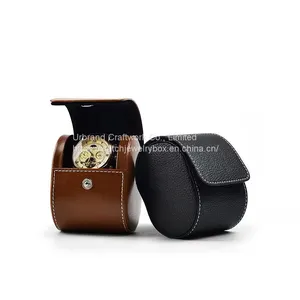 New High-grade PU Leather Snap on Portable Single Travel Watch Packing Box Storage Bag thumbnail-1