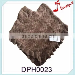 Wholesale Women V Collar Latest Fashion Acrylic Pullover Poncho Shawl thumbnail-1