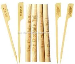 Flat Wholesale Grilling Kabob Bamboo Handle Skewer 4.7 Inches Customized Stamped Bbq Bamboo Skewers thumbnail-1