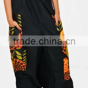 Indian Women's Black Color Stylish Printed Side Pockets Harem Pants Tousers thumbnail-1