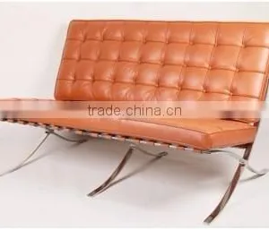 Barcelona Chair Replica Orange Leather thumbnail-2