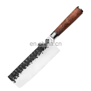 Professional Custom 6.5 Inch Kitchen Meat Cutting Knives Double Steel Head Wood Handle Stainless Steel Small Cleaver Knife thumbnail-1