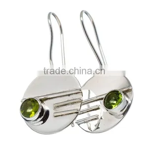 PERIDOT EARRING 925 SOLID STERLING,SILVER EXPORTER,STERLING SILVER JEWELRY,SILVER EARRING thumbnail-1