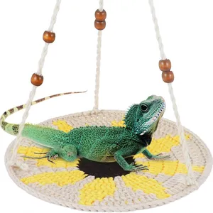 Reptile Hammock,Bearded Dragon Accessories for Habitat Leopard Gecko Tank Accessories Small Lizard Cage Bed Hanging Hammock Pet Platform Carrier thumbnail-1