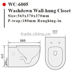 Wall Hung Toilet P-trap 180mm Round WC Pan for Concealed Cistern or Console Flushing Cistern WATERMARK WC-6005 Quality Choice thumbnail-2