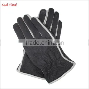 High Quality Winter Black Woolen White Decoration Gloves For Man With Touch Screen thumbnail-5