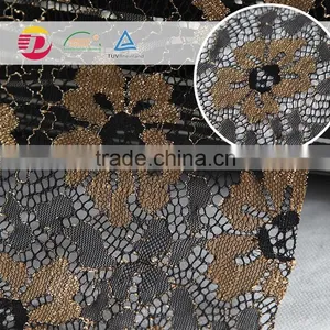Factory Cheap Nylon Poly Embroidery Lace Fabric Emerald Gold for Sale thumbnail-5