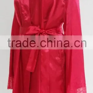 Comfortable Women Pajams for Red Satin Lace Nightdress thumbnail-5
