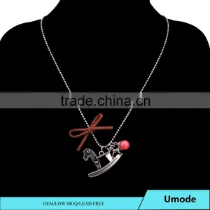 Celtic Ribbon Knot Pewter Pearl Ball Chain Bead Necklaces for New Year thumbnail-1