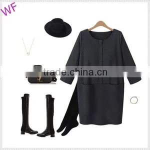Casual Kint Sweater Dress Loose Design Dress thumbnail-3