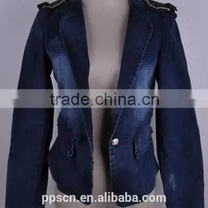 High Quality Fashion Cotton Woman US Style Cardigan Long Cowboy Jacket thumbnail-1