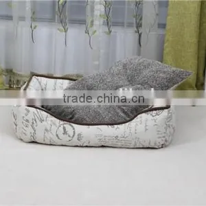 Luxury Dog Bed Linen Fabric Pet Beds With Vintage Printing Square Style thumbnail-2