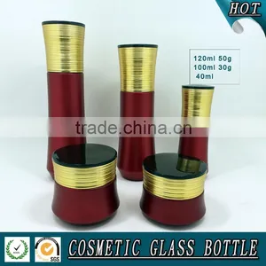 High Quanlity Red Colored Cosmetic Glass Bottles and Cosmetic Glass Jars thumbnail-1