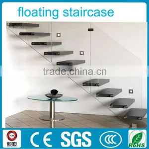 Modern Indoor Customized Wooden Floating LED Stairs/staircase/stair thumbnail-2
