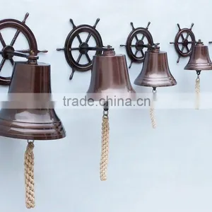 Vintage Marine Nautical Brass Wheel Wall Hanging Ship Bell NBB 009 thumbnail-5