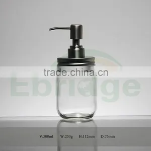 10oz Clear Mason Jar With Stainless Steel Pump Lid for Kitchen & Washroom Use Quality Choice thumbnail-2